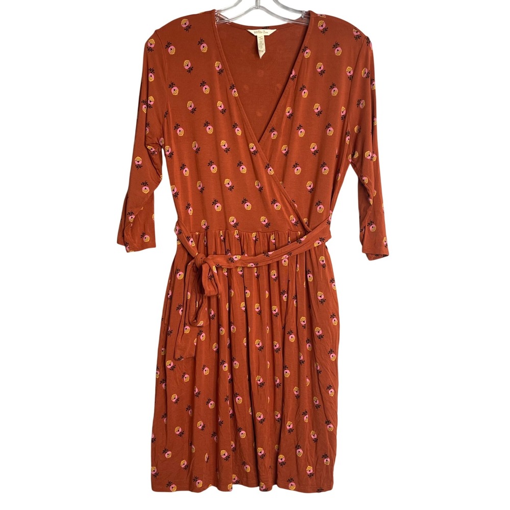 Matilda Jane Isnt It Lovely Dress Womens S Floral‎ Faux Wrap 3/4 Sleeve Stretch